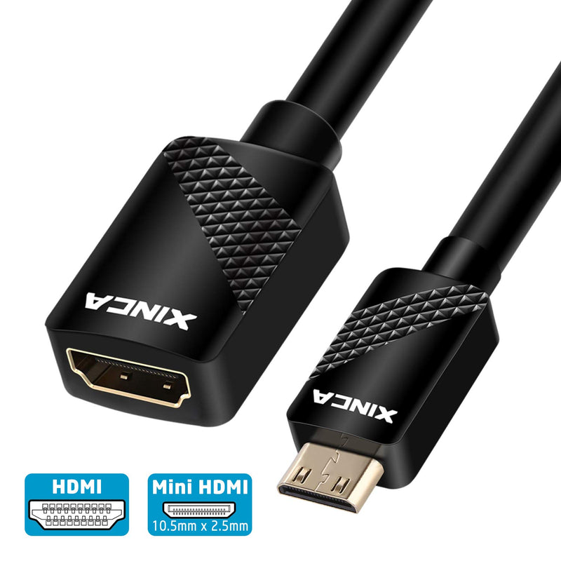 XINCA Mini HDMI to HDMI Female Cable Adapter Support 4K 0.75ft HDMI Extension