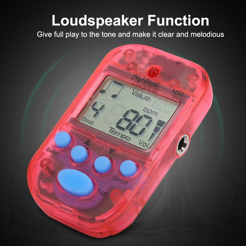 Portable Mini Metronome Multi-functional Digital Beat Tempo suitable for Piano Violin Guitar Drum (Red) Red