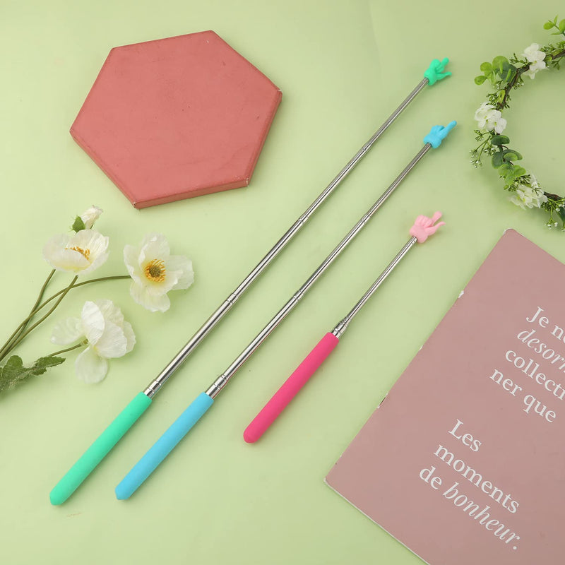 3pcs Telescopic Teachers Pointers, Extendable Pointing Stick Retractable Pointer Whiteboard Pointer Hand Pointer Stick for Teacher Classroom Aids (Pink, Blue, Green)
