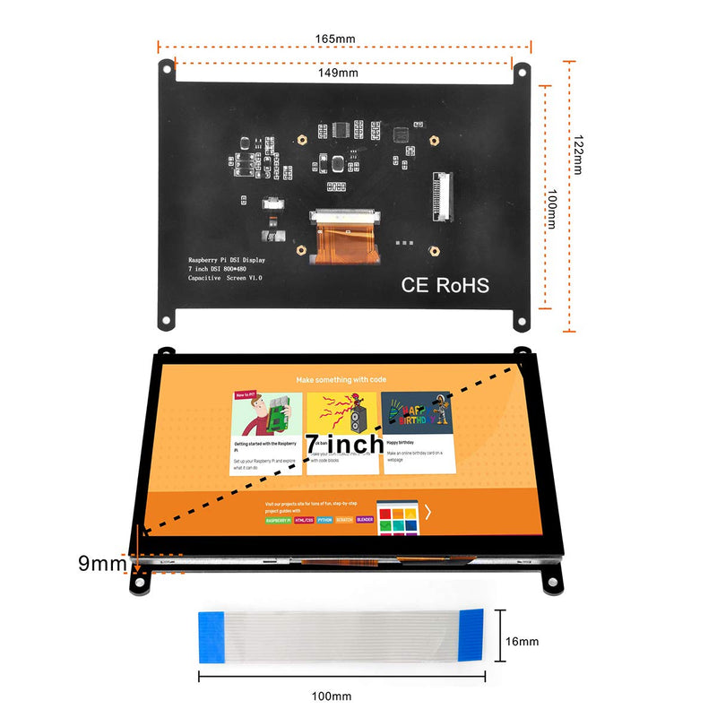 [AUSTRALIA] - OSOYOO 7 Inch DSI Touch Screen LCD Display 800x480 for Raspberry Pi 4 3 3B+ 2 | Portable Capacitive Touchscreen Monitor with DSI Cable | Easy to DIY Create IOT Circuits and Learn Coding for Beginners 