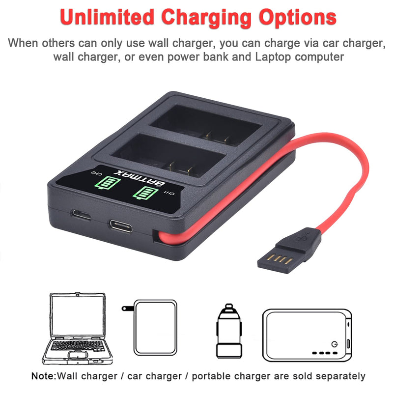 Batmax 2Packs CGA-S006 CGA-S006E Battery + Dual USB Charger for Panasonic Lumix DMC-FZ7 DMC-FZ8 DMC-FZ18 DMC-FZ28 DMC-FZ30 DMC-FZ35 DMC-FZ38 DMC-FZ50 Digital Cameras