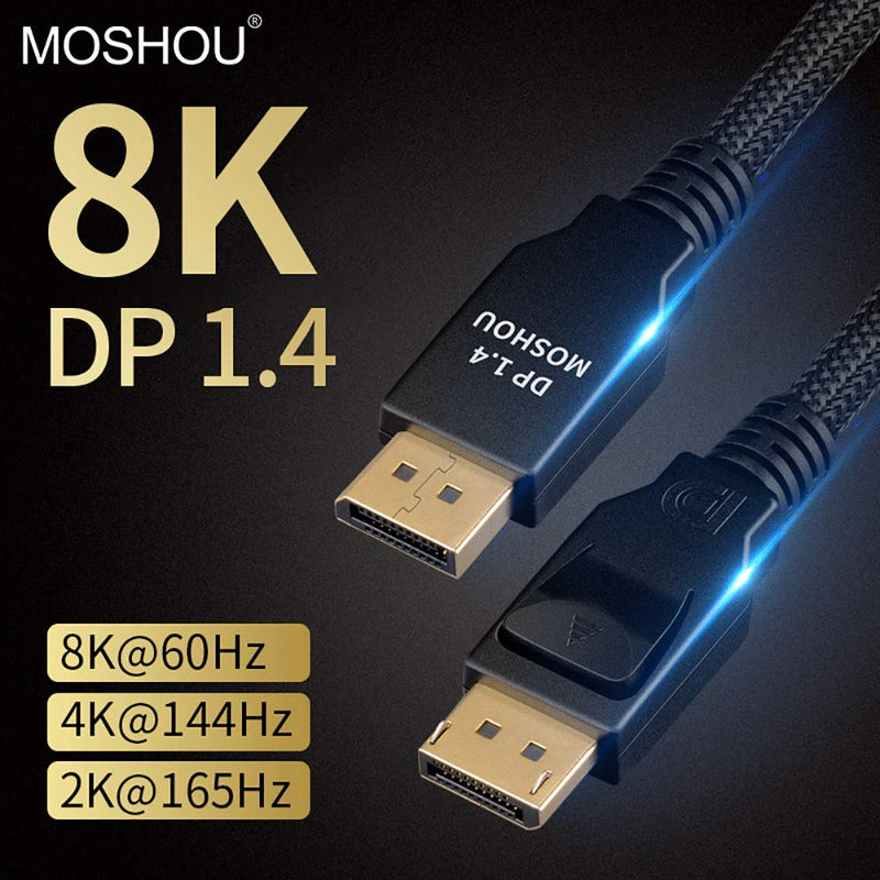 8K DP 1.4 Cable SIKAI 8K DisplayPort to DisplayPort Cable Connector 2K@165Hz 4K@144Hz 8k@60Hz 32.4Gbps Ultra High Speed 3D HDR for PC, TV, Laptop (9 Feet) 9 Feet