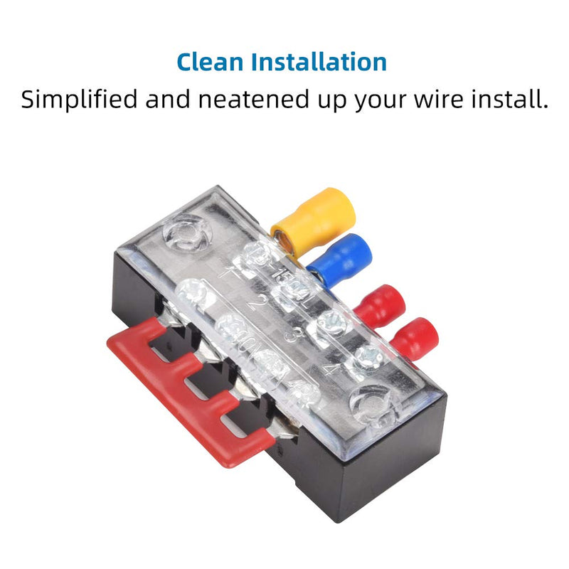 73Pcs(6Sets) Terminal Block Set, 6Pcs 4 Positions 600V 15A Dual Row Screw Terminal Strip Block + 6Pcs Pre-Insulated Terminals Barrier Strip + 60Pcs Insulated Fork Wire Connector by CGele… 15A 4P+6 pcs Jumpers
