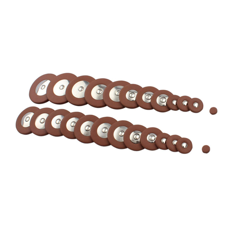 FarBoat 25Pcs Sax Leather Pads 14 Sizes Replacement Accessories for Alto Saxophone Brown