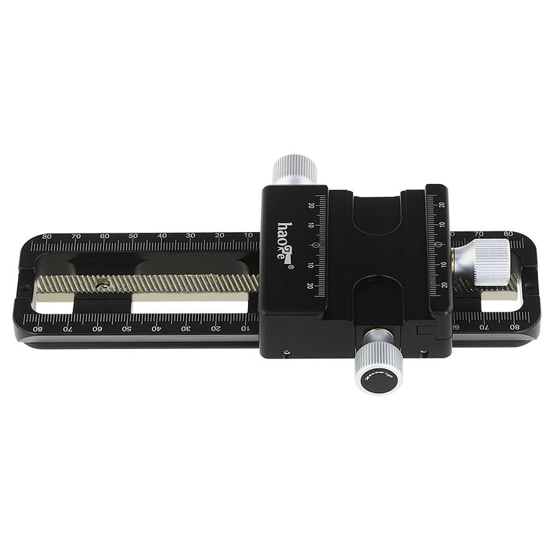 Haoge MFR-180 Macro Focusing Rail Rack Slider for Precision Focus Stacking Stack Nodal Slide Macro Close-up Close Up Photography Built-in Arca Swiss Type Quick Release Clamp and Arca Dovetail Groove