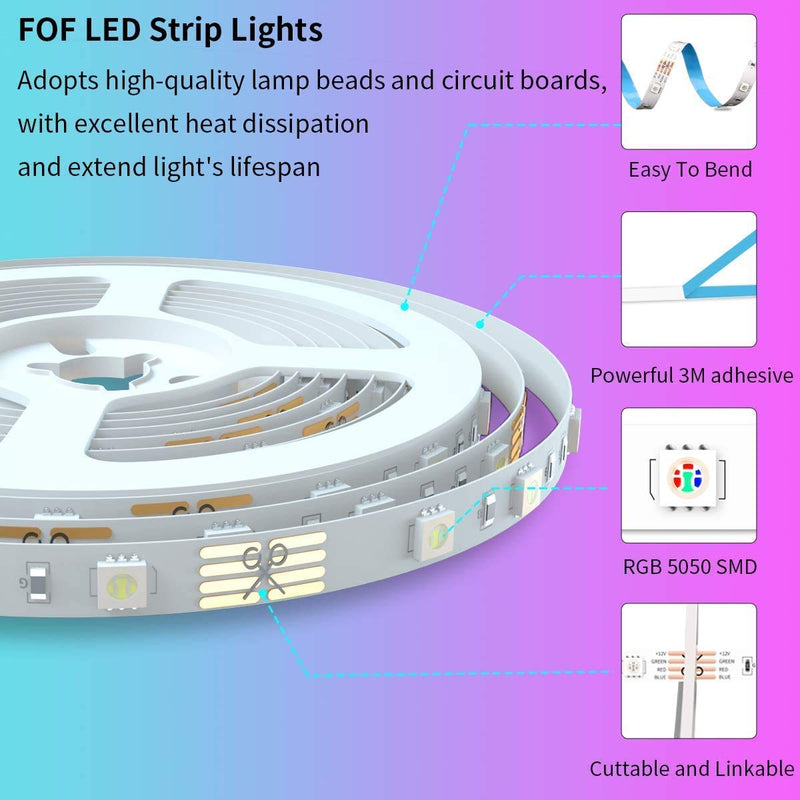 [AUSTRALIA] - YEYEE Led Strip Lights Waterproof 16.4ft 5m Flexible Color Changing RGB SMD 5050 LED Strip Light Kit with 44 Keys IR Remote Controller for Bedroom Home Kitchen Decoration DIY (16.4) 16.4 