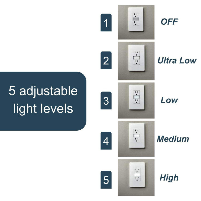 Legrand radiant Adjustable LED Night Light Outlet, Nightlight Electrical Outlets, Amber Tinted LED to Reduce Blue Light, Tamper Resistant, Safe for Kids, White, NTL885TRAMBERW