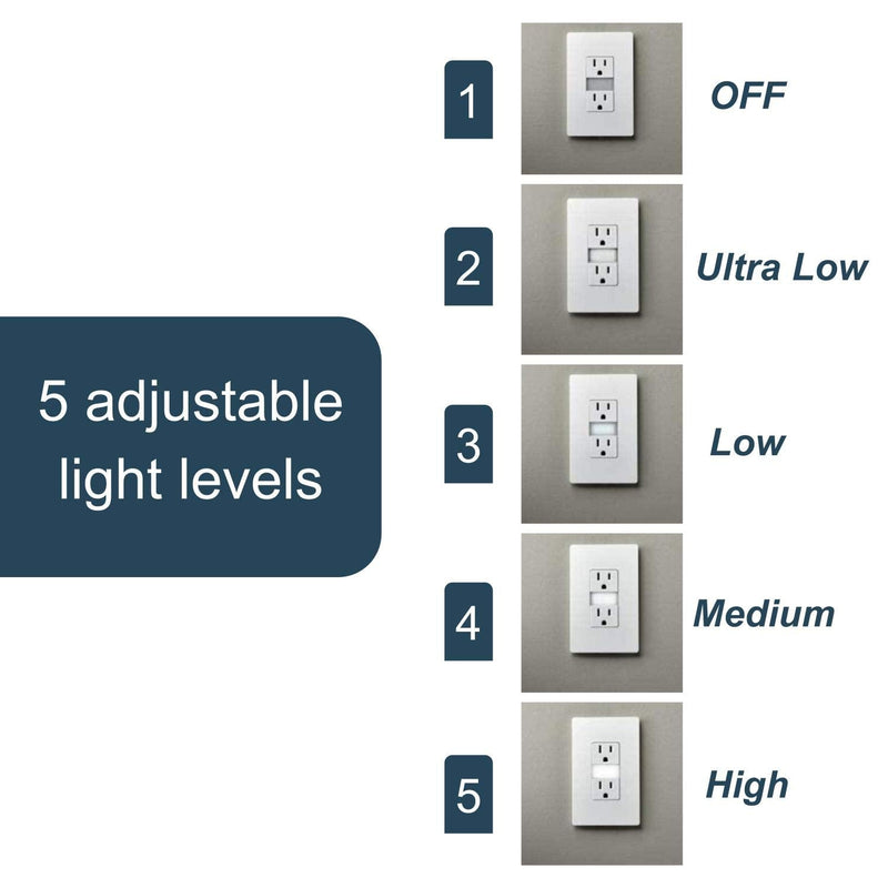 Legrand radiant Adjustable LED Night Light Outlet, Nightlight Electrical Outlets, Tamper Resistant, Safe for Kids, Black, NTL885TRBKCC6