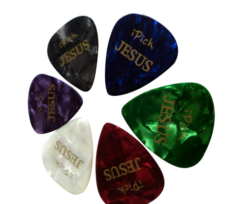 Christian i Pick Jesus Guitar Picks (12 Pack) Celluloid Medium - Best Gifts and Cool Presents for Guitarists, Worship Team, Pastors, Birthdays, Thanksgiving, Christmas, Baptism