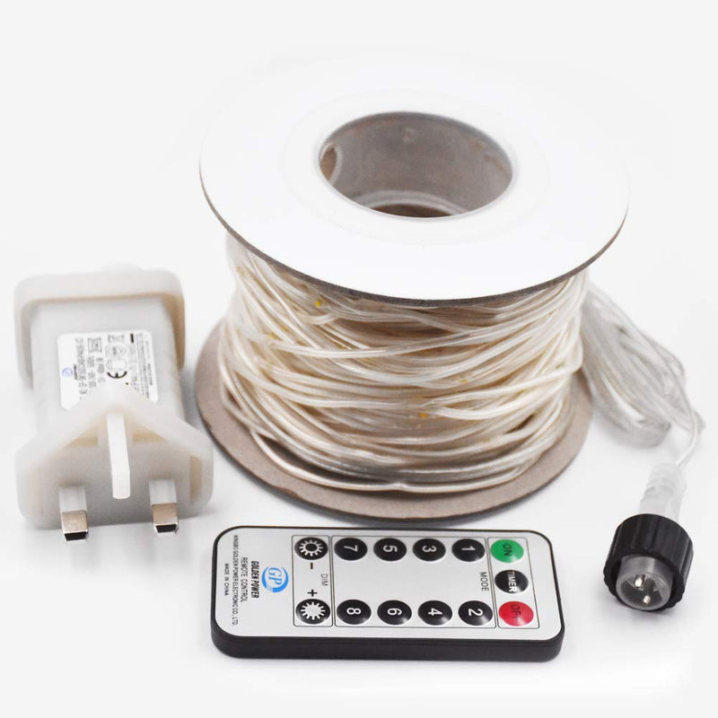 RcStarry 30M 300 LED Rope Lights, 8 Modes, Timer, Remtoe, Plug in Indoor Outdoor String Lights, Warm White, IP65 Waterproof Fairy Lights for Garden, Patio, Deck, Landscape Lighting, Bedroom and More 100ft-Plug In