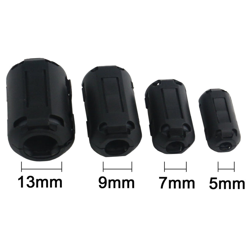 Ogrmar 20PCS EMI RFI Noise Filter Clip/Noise Suppressor Cable Clip for 5mm/ 7mm/ 9mm/ 13mm Inner Diameter USB/Audio/Video Cable Power Cord (Black)