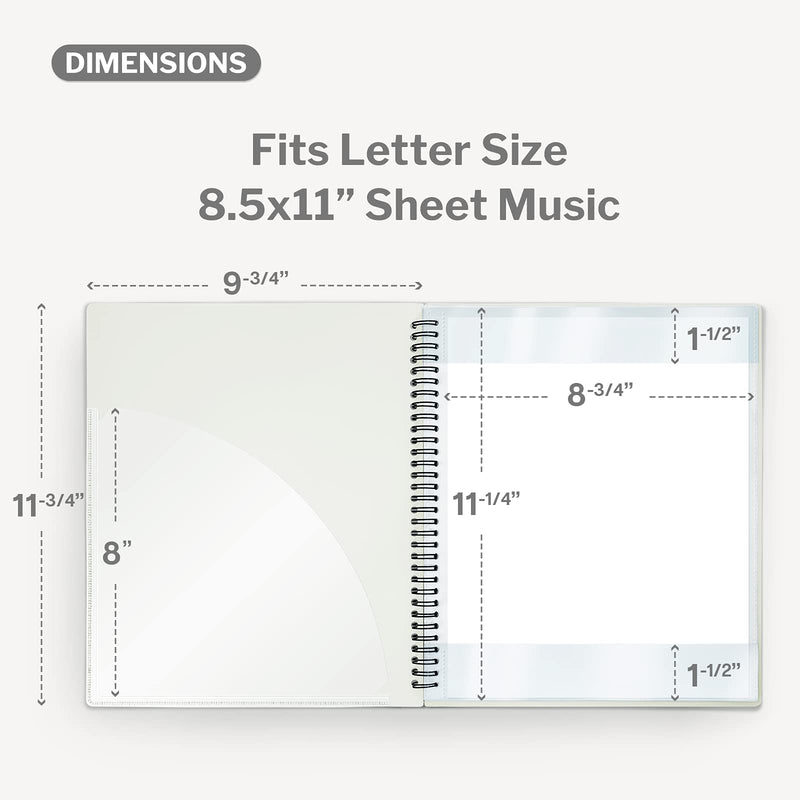 CRANBURY Sheet Music Folder 8.5x11 Binder - (Black), Spiral Bound Lies Flat with Writable Pages, Sheet Music Organizer for 8.5 x 11 Music Sheets, Easy Page Turn, 24 Pockets Display 48 Pages 1 Pack 8.5x11" Black