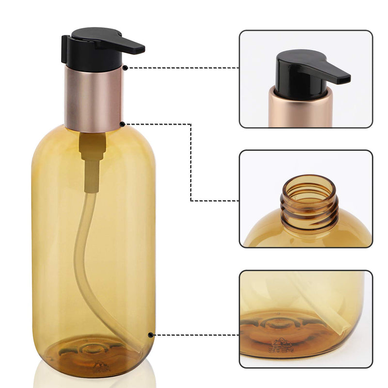 Yebeauty Empty Pump Bottle 8.45OZ, 2 PCS Shampoo Bottles Dispenser with Pump Refillable Containers, 250ml Golden