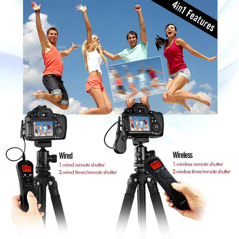 PHOTOOLEX Canon Intervalometer Digital Camera Remote Shutter Release Controller LCD Timer Control 2.4G Wireless for Canon EOS Rebel T6 T7 80D 70D 60D 60Da 77D T7i T6i T6s SL2 SL1 T5 T3 T5i T4i T3i T2i