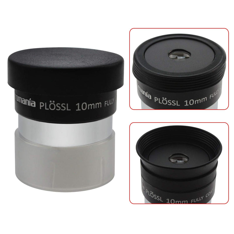 Astromania 1.25" 10mm Plossl Telescope Eyepiece - 4-Element Plossl Design - Threaded for Standard 1.25inch Astronomy Filters