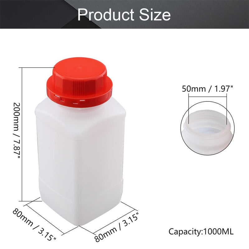 [AUSTRALIA] - Othmro Plastic Lab Chemical Reagent Bottle 1000ml Wide Mouth Sample Sealing Liquid Storage Translucent Container Red cap 2pcs 1000ml translucent red 2pcs 