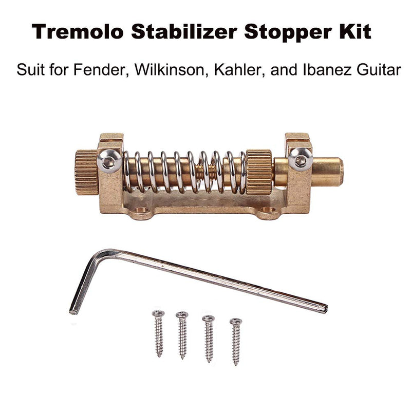 Guitar Tremolo Stabilizer, Guitars Bridge Stopper Kit, Tremolo Bridge System Spring Stabilizer Arming Adjuster for Electric Guitars Gold