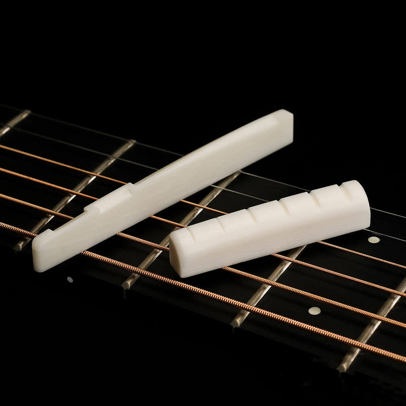 [AUSTRALIA] - Blisstime 6 String Acoustic Guitar Bone Bridge Saddle and Nut Made of Real Bone for Acoustic Folk Guitar 