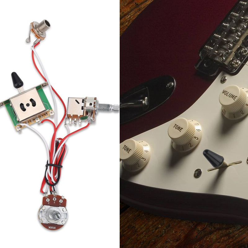 Guitar Way Switch, 3 Way Switch Guitar Switch Way 500 K Volume Tone Guitar Pre-wired Harness Kit with Base 0.94 inches