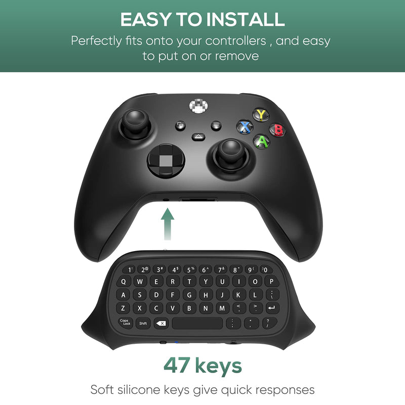 Wireless Controller Keyboards for Xbox Series X/S, 2.4G USB Receiver Controller QWERTY Keypad & Chatpad with 3.5mm Audio/Original Jack, Text Messaging&Voice Chat, for Xbox Series S/Series X/One/One S Black