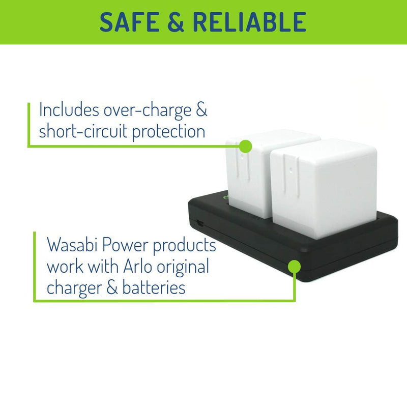 Wasabi Power Battery (2-Pack) and Dual Charger for Arlo Go (VMA4410 & VMA4400C)