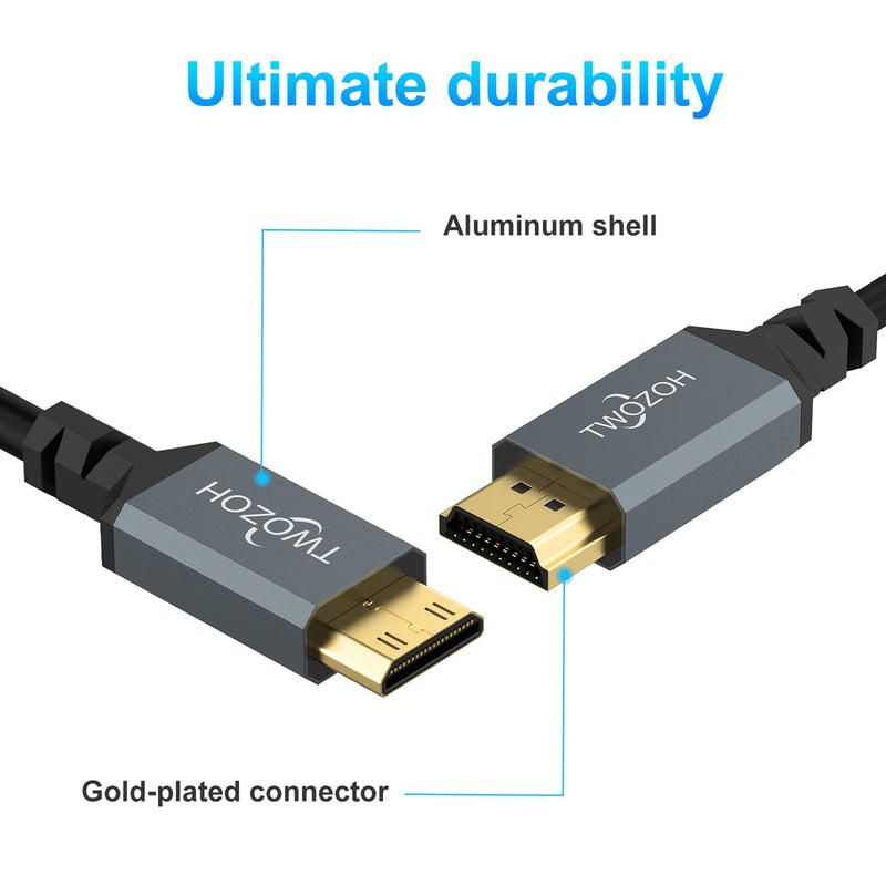 Twozoh Mini HDMI to HDMI Coiled Cable, Mini HDMI Coiled Cable Support 3D 4K UHD, 1080p, for Projector, Monitor, Tablet, Camcorder (HDMI 2.0) (Extend up to 1.5M/5FT) Mini to HDMI