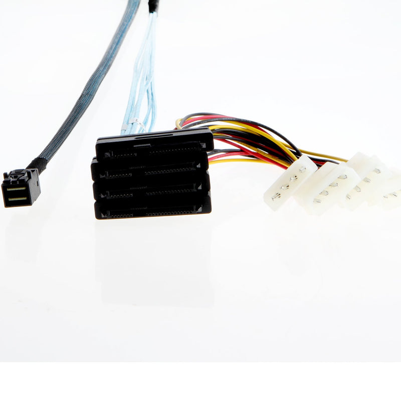 CableCreation Internal Mini SAS SFF-8643 to (4) 29pin SFF-8482 connectors with SATA Power, 1M / 3.3FT