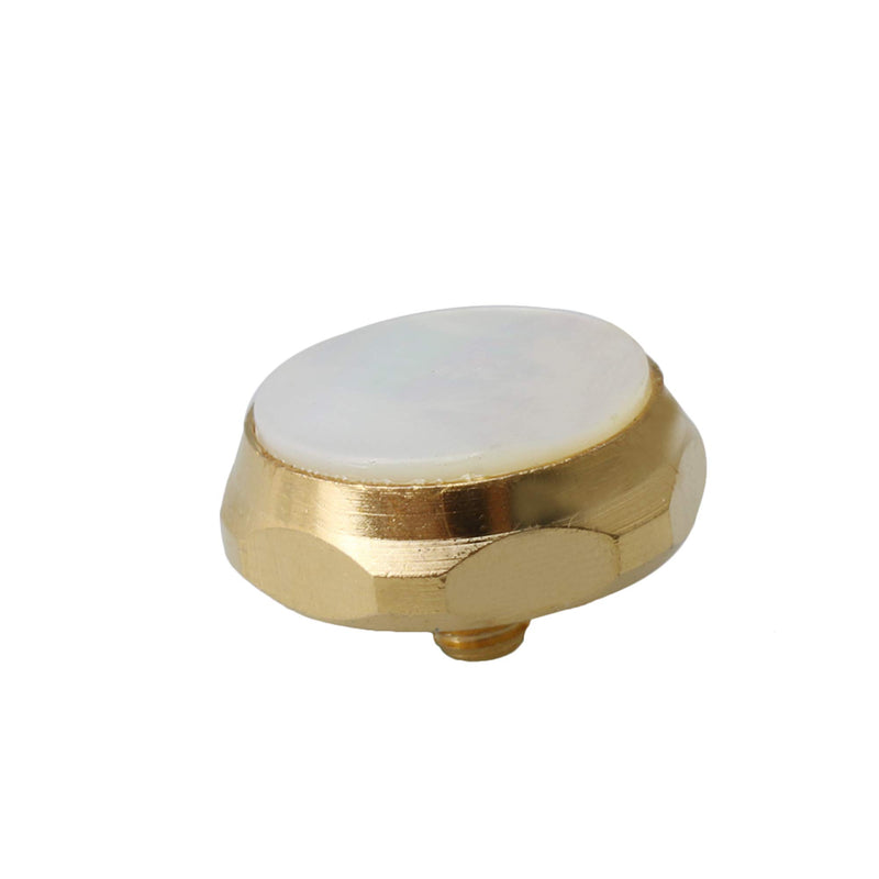 Yibuy Golden Trumpets Finger Buttons Zinc Alloy White Shell Inlays Pack of 3