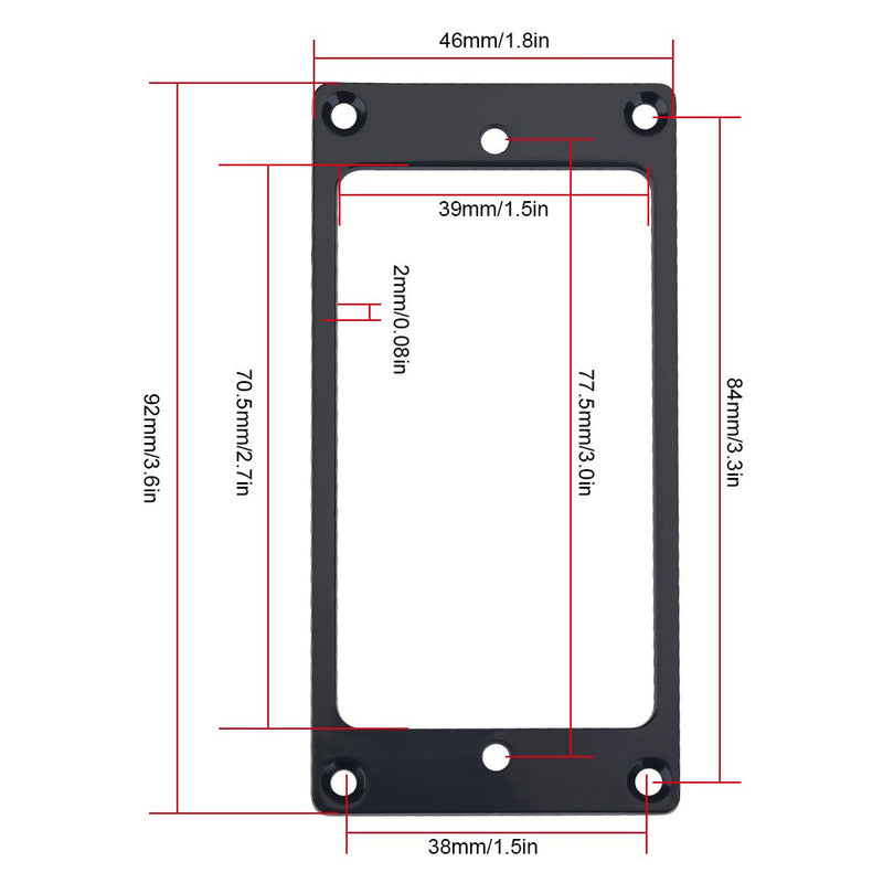 Pickup Frame Mounting Rings, 2Pcs Metal Humbucker Pickup Ring Electric Guitars Replacement Parts(Black) Black