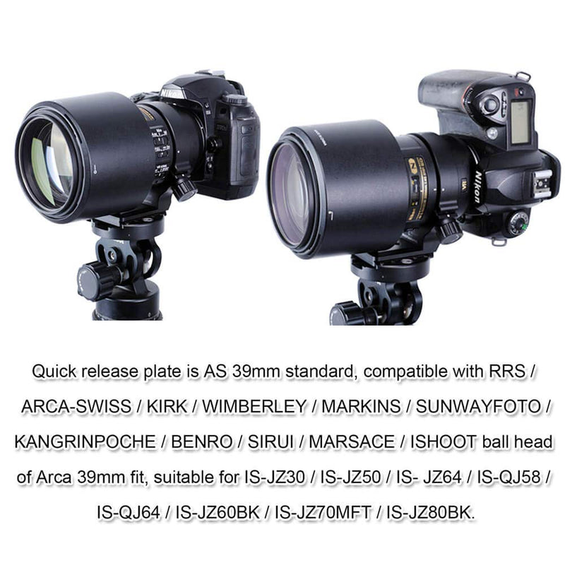 iShoot Improved 68mm Lens Collar Tripod Mount Ring for Nikon AF-S 300mm F/4E PF ED VR and Nikon AF-S 70-200mm F/4G ED VR Lens, with ARCA-Swiss Fit Quick Release Plate for Arca Type Tripod Ball Head