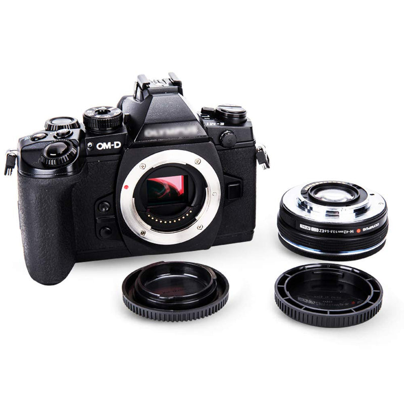 Rear Lens Cap & Body Cap Cover JJC for M4/3 Mount Olympus E-M10 Mark III E-M5 Mark II E-M1 Mark II E-PL9, E-PL8 E-PL7 E-P5 Pen-F Panasonic DMC-G7 DMC-G8 DMC-GH5 DMC-GX85 DMC-G85 DMC-GF9,etc-5 Pack 5 Pack