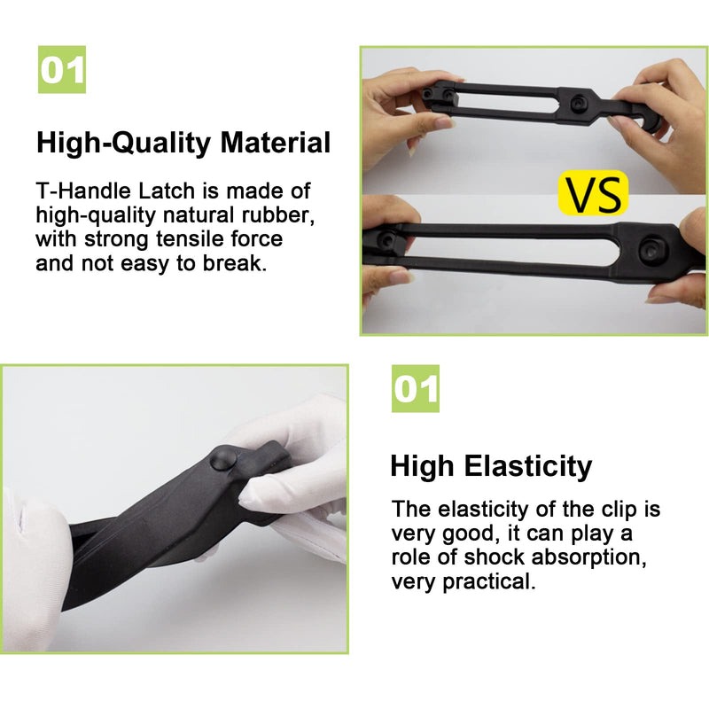 UFURMATE T-Handle Draw Latches, 4Pcs Rubber Flexible T-Handle Hasp Heavy Duty Elastic Rubber Hood Catch Engineering Machine Hood latches for Tool Box, Cooler, Golf Cart