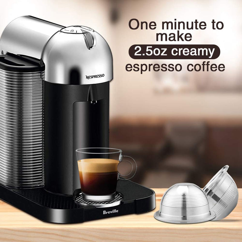 CAPMESSO Coffee Capsule, Reusable Vertuoline Pod Refillable Vertuo Capsules Stainless Steel Compatible with Nespresso Vertuoline GCA1 and Delonghi ENV135S (2.5OZ-Double Espresso Cup(Small) 2.5OZ(Small Cup)