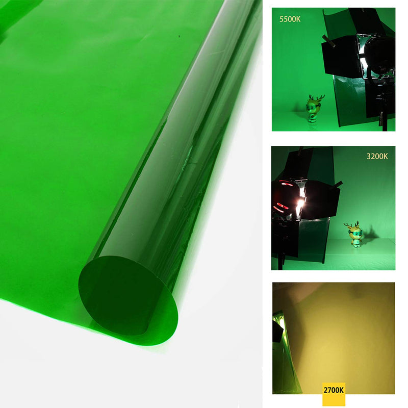 Selens 15.8X19.7inch/40X50cm Gels Color Filter Paper Correction Gel Lighting Filter for Photo Studio Light Red Head Light Strobe Flashlight Green