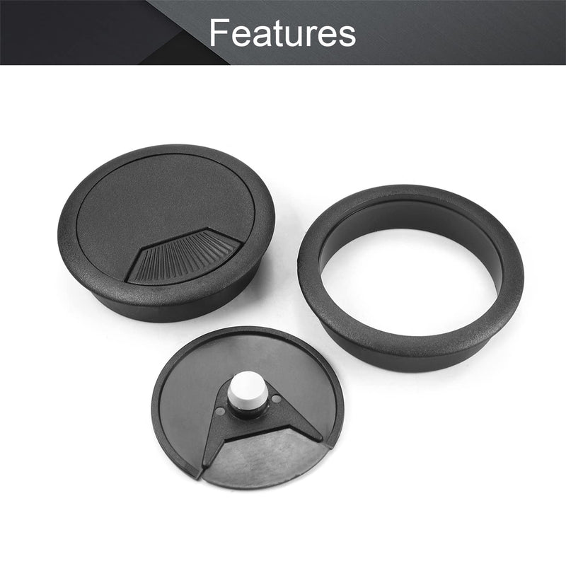 MroMax 2.36" Desk Grommet Plastic 60mm Cable Hole Cover Cord Desk Grommets Arrange Wires Organizer for Home Office Desk Cable Cord Black 10Pcs 60 mm Mounting Hole Diameter