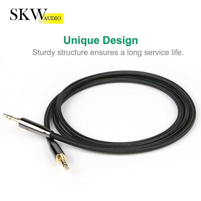 SKW 3.5 Jack AUX Cable Car for iPhone 6s MP3/4 PSP Cable Audio 3.5mm to 3.5 mm Male to Male HiFi Speaker Cable 3.5 Jack to jack-16ft 16.4 Feet Black-straight to straight