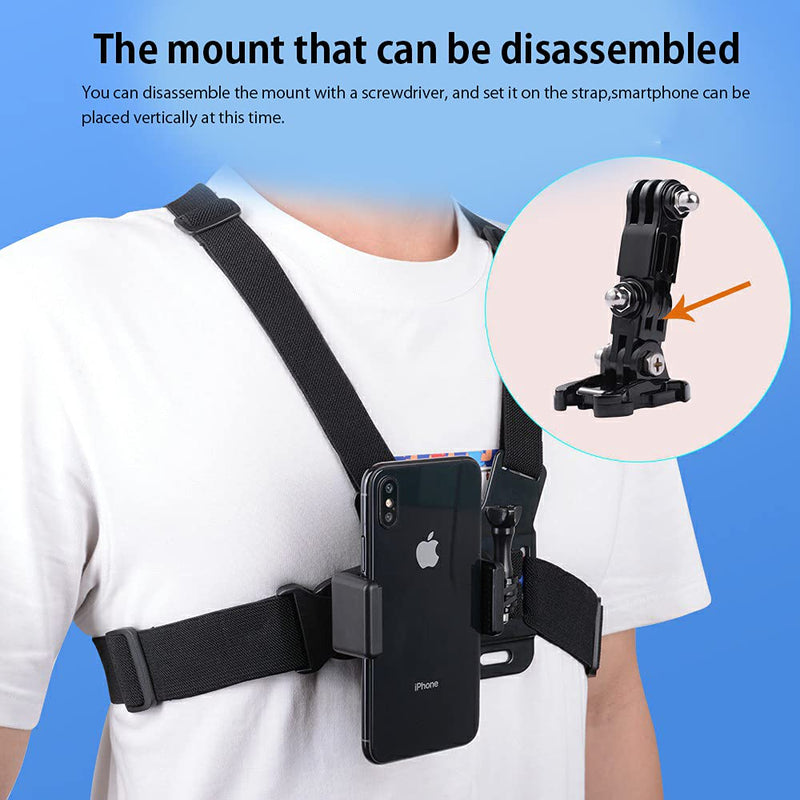 [AUSTRALIA] - Mobile Phone Chest Mount Strap Holder Helmet Mount for Action Camera for POV Gopro Akaso Samsung iPhone 