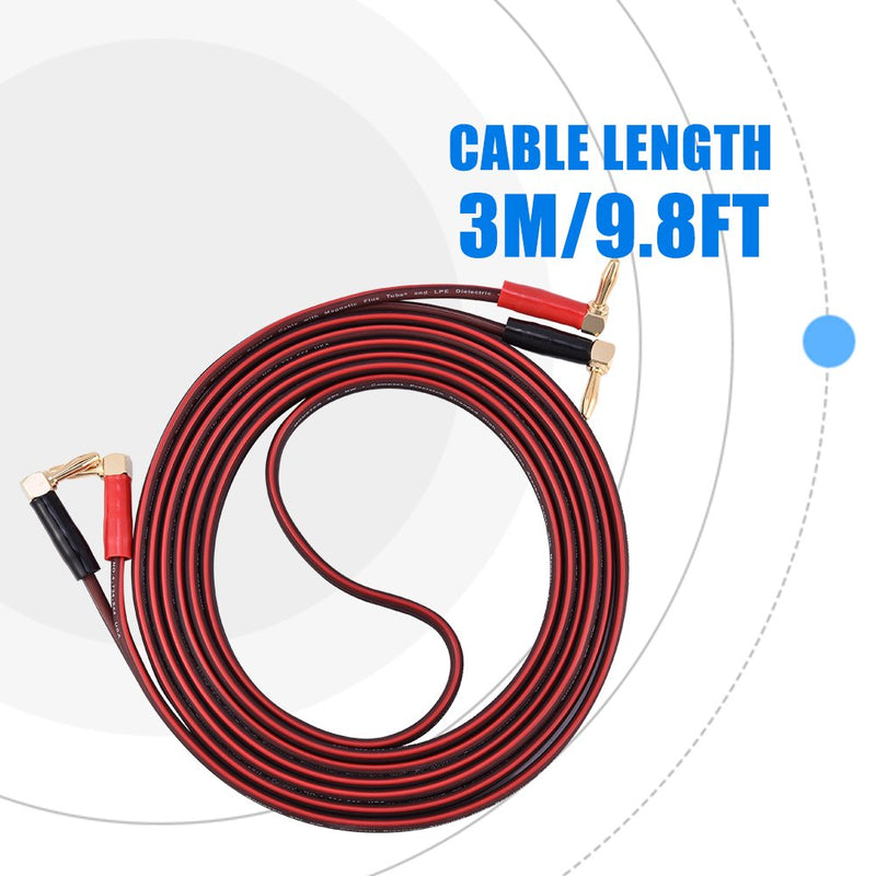 Garsent Pure Copper Speaker Wire with Gold Plated Banana Plugs,Speaker Cable Right Angle L Type Banana Plugs(3M) 3M