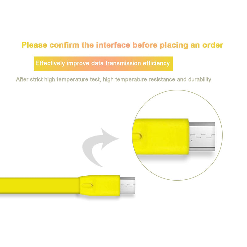 Aiivioll UE Replacement Charging Cable Flat USB Power Cable Compatible with Logitech UE Boom Megaboom Miniboom Boom2 Roll Wireless Speaker (Yellow) Yellow