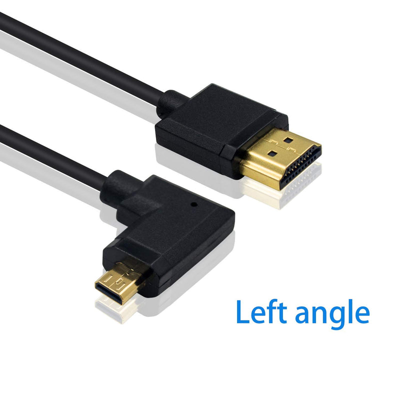 Duttek Micro HDMI to Standard HDMI Cable, Micro HDMI to HDMI Coiled Cable, Extreme Slim Left Angled Micro HDMI Male to HDMI Male Coiled Cable for 1080P, 4K, Ultra HD, 3D (1.2M/4FT) Left Angled 1.2M