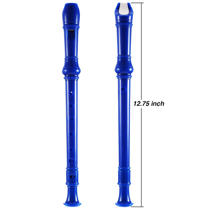Pangda Descant Soprano Recorder German Style 8 Hole with Cleaning Rod, Black Storage Bag (Blue) Blue
