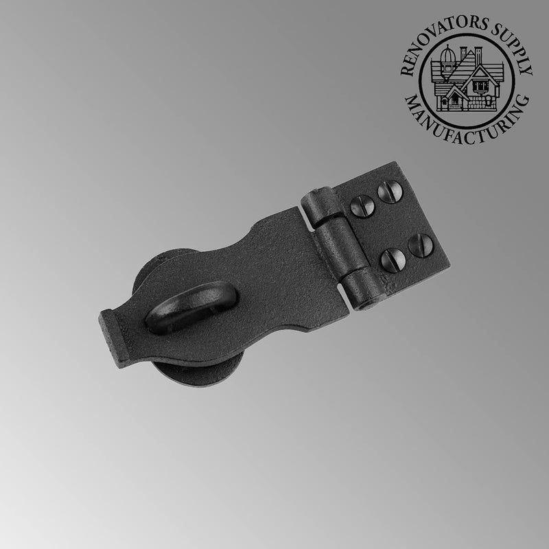 Decorative Black Wrought Iron Hasp Lock 4" X 1.75" Heavy Duty Rust Resistant Hasp Latches Safety Padlock Clasps for Cabinets, Chests Or Doors with Screws | Renovators Supply Manufacturing