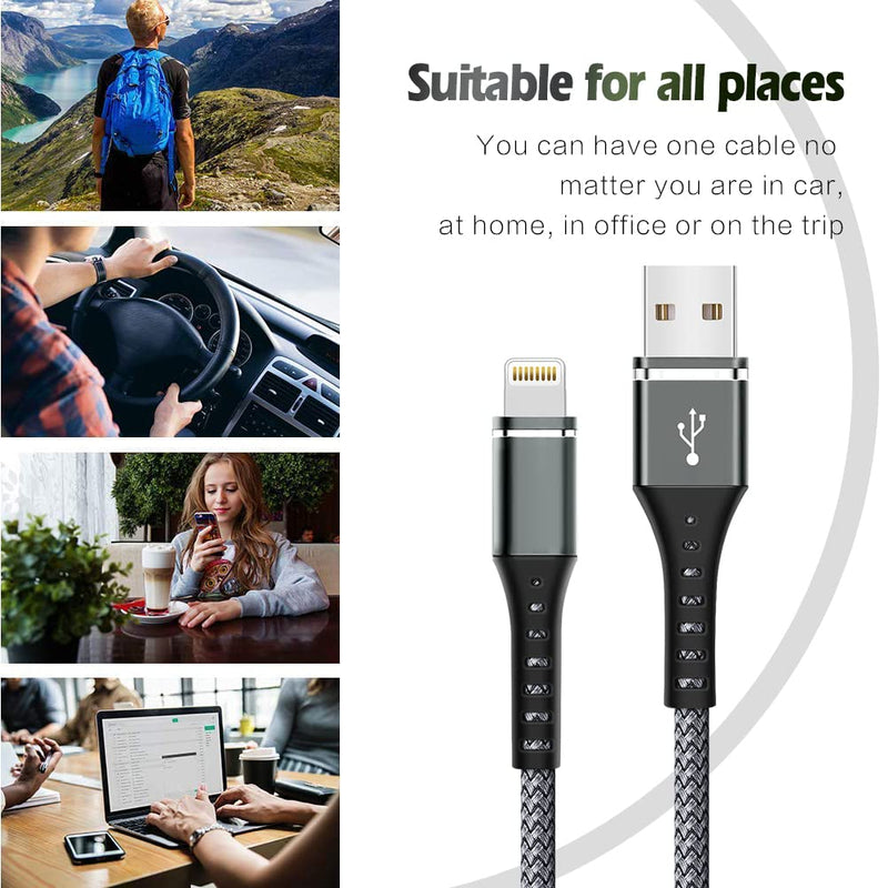 [AUSTRALIA] - [Apple MFi Certified] iPhone Charger Fast Charging 3-Pack 3FT Lightning Cable Nylon Braided iPhone Charger Cord Compatible with iPhone 14 13 12 11 Pro Max XR XS X 8 7 6 Plus SE iPad and More 3FT 