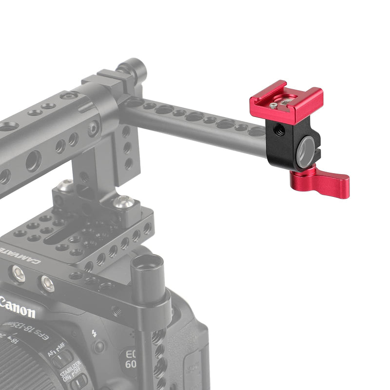 CAMVATE 15mm Side Single Rod Clamp with Cold Shoe Mount Adapter for Camera Accessories(Red)