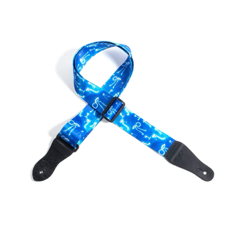 KLIQ Vintage Woven Artist Series Guitar Strap for Acoustic and Electric Guitars + 2 Free Rubber Strap Locks, 2 Free Guitar Picks and 1 Free Lace | Terylene Printed |"A Little Blue" by KLA "A Little Bit Blue"
