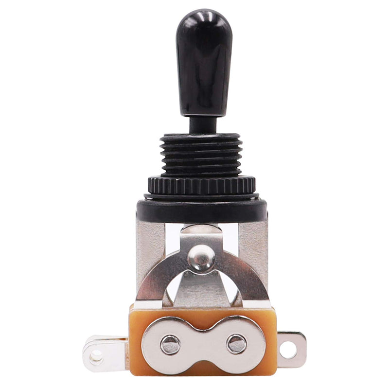 mxuteuk 3 Way Short Straight Guitar Toggle Switch Pickup Selector Black for Guitar Parts Replacement with Black Metal Tip Knob Cap JTB-BK