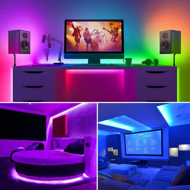 [AUSTRALIA] - LED Strip Lights 32.8ft RGB 5050 Tape Light 12V Color Changing Rope Light Kit with RF Remote Power Plug-in Dimmable Flexible Non-Waterproof Indoor Lighting for Bedroom Kitchen Party Christmas Rgb-non-waterproof 32.8FT/10M 