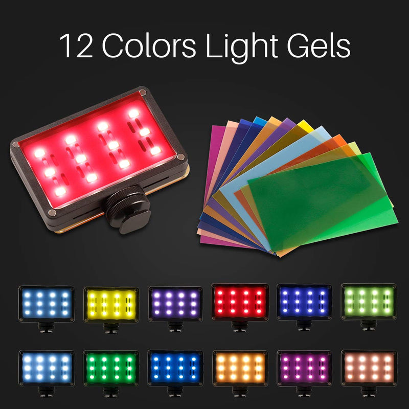 ULANZI CardLite LED Video Light on Camera - Rechargeable Built-in Battery CRI 95 Photo Light with 12 Color Gels for Canon Nikon DSLR Camcorders Zhiyun Smooth 4 Gimbal Photographyic Lighting