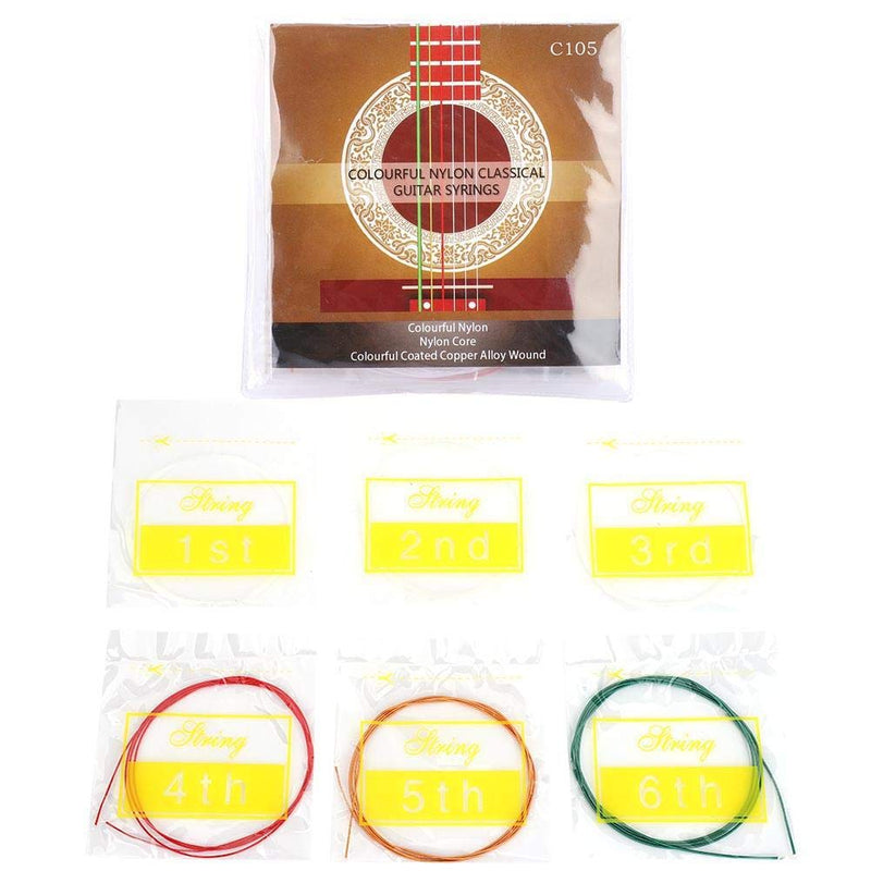 Dilwe Guitar Strings Set, 6Pcs/Set Metal Nylon Strings Replacement Part Accessory for Classic Acoustic Guitars