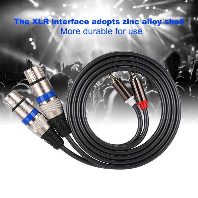 Dual for RCA Male to Dual XLR Female Audio Adapter Cable Patch Cord Double-row PVC Wire for Audio Connections from Microphone Mixers, Headphone Amplifiers, and other Equipment.